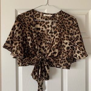 front tie cheetah crop top